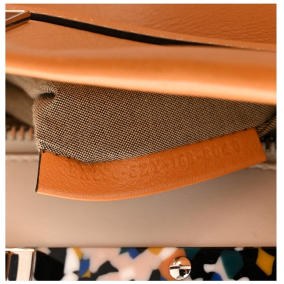 FENDI Peekaboo Iconic Satchel Vitello Seta Shiny Napa Plexiglass Granite Medium - Picture 2 of 10